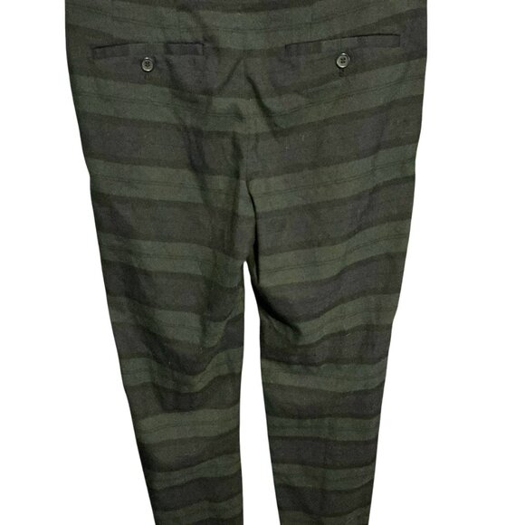H&M Women's Pants Size 32R Skinny fit Coupe Modulated Black /green Stripe - Picture 2 of 4